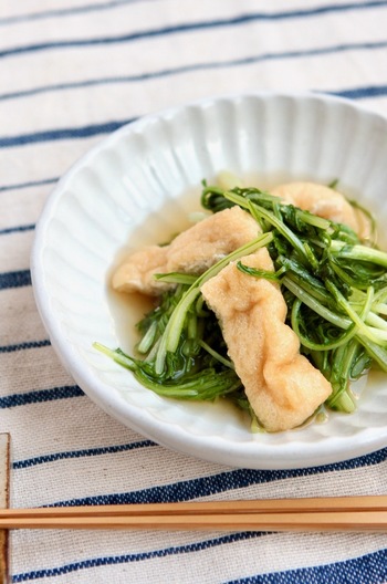 簡単一品 水菜と油あげの煮浸し