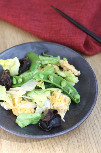 卵と春キャベツの中華炒め