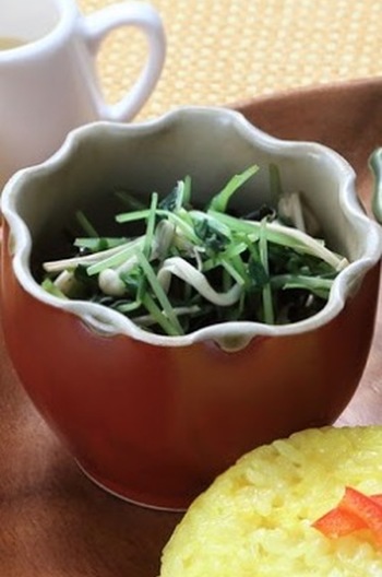 豆苗とエノキの簡単和えもの