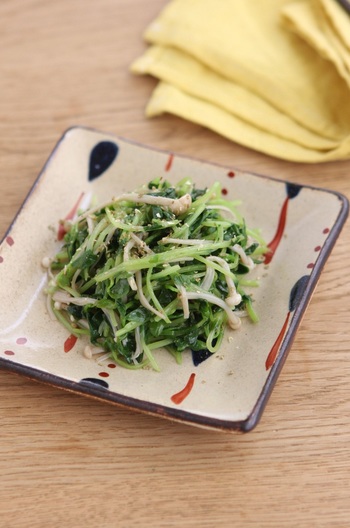豆苗とえのきたけの山椒あえ
