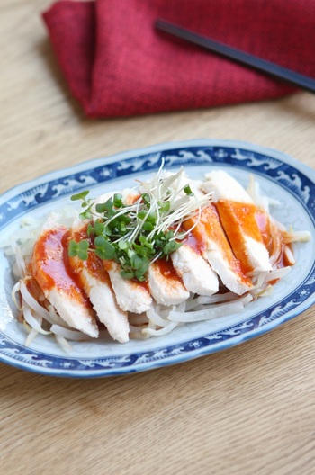 電子レンジで 韓国風蒸し鶏