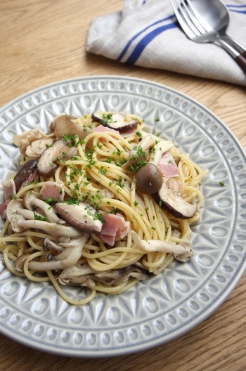 きのことベーコンのパスタ