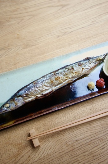 梅としょうがでさっぱり さんまの塩焼き