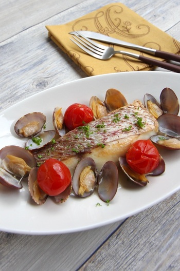 たいとあさりのアクアパッツァ