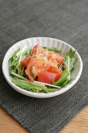 水菜とトマトの梅サラダ