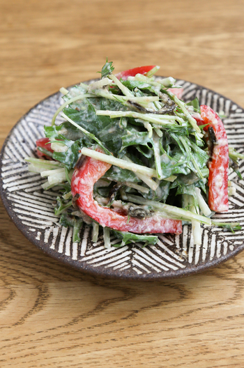 水菜とパプリカの豆腐サラダ