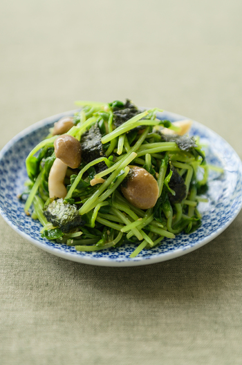 豆苗としめじの海苔ナムル