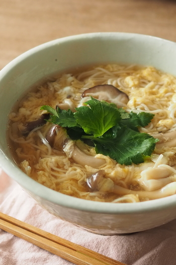 きのこ入り卵とじにゅうめん