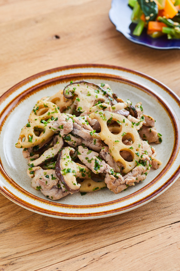 豚肉とれんこんの青海苔炒め