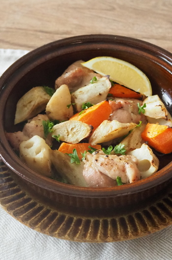 鶏肉と根菜のオーブン焼き