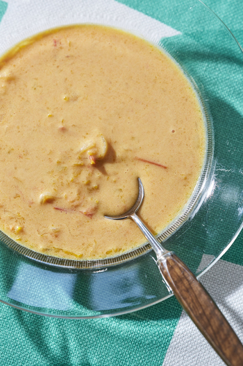 電子レンジで かぼちゃとトマトのスパイシースープ