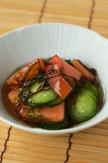 もずく きゅうり トマトの酢の物