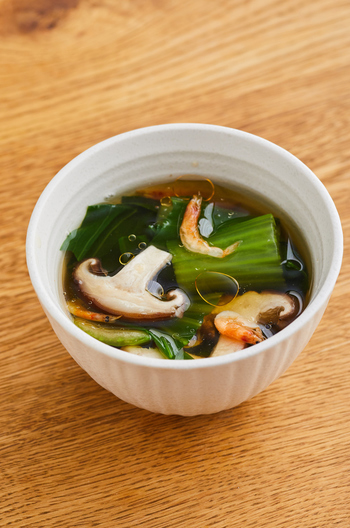 チンゲン菜としいたけの中華スープ