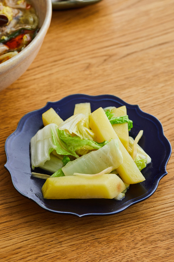電子レンジで じゃがいもと白菜の中華蒸し