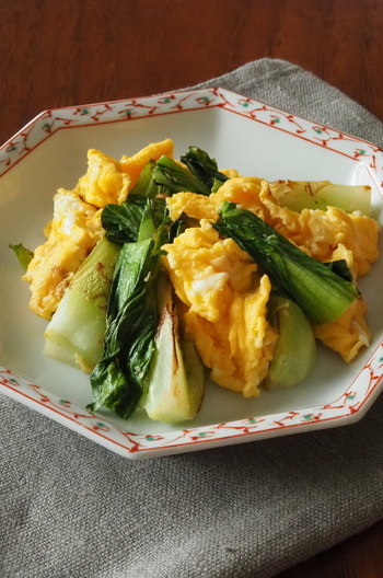 ふわふわ卵とチンゲン菜の中華炒め