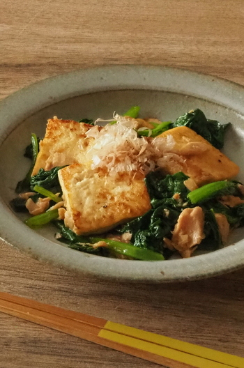 豆腐と小松菜のお手軽チャンプルー