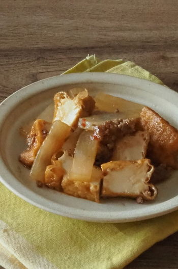 厚揚げと大根の中華風そぼろ炒め