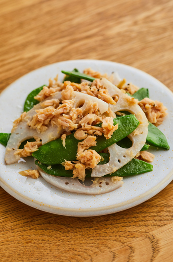 れんこんと絹さやのツナあえ