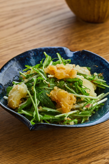 つぶしポテトと水菜のあえ物