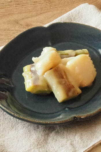 焼きねぎといかの酢みそ和え