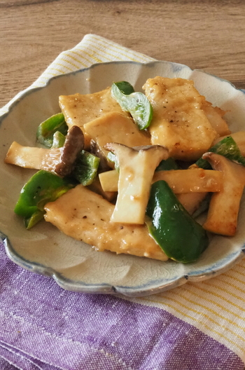 かじきとエリンギのマヨぽん炒め