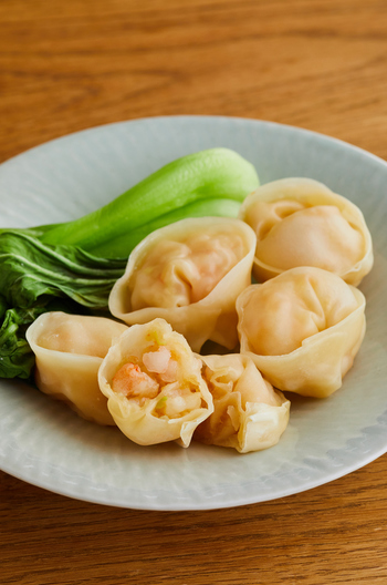 電子レンジで えびの蒸し餃子