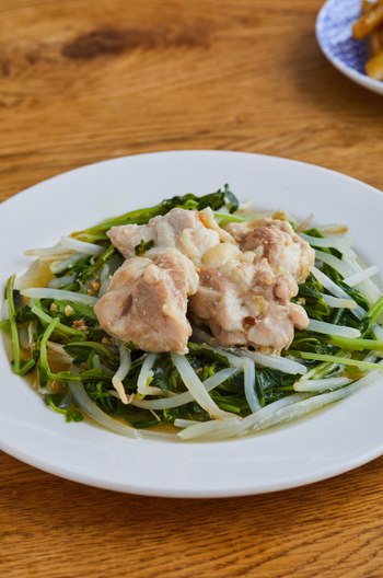 電子レンジで 蒸し鶏の甘みそだれ