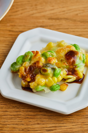 枝豆とコーンのカリッと揚げ焼き