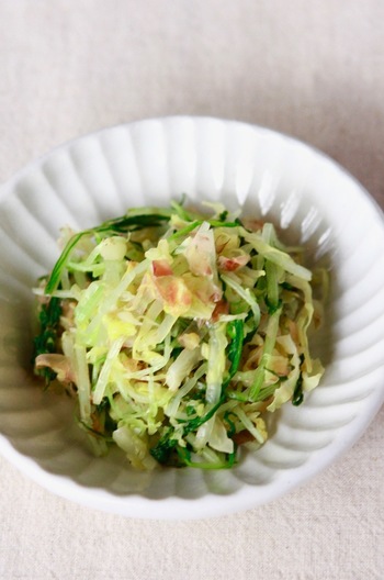 キャベツと水菜の梅おかかあえ