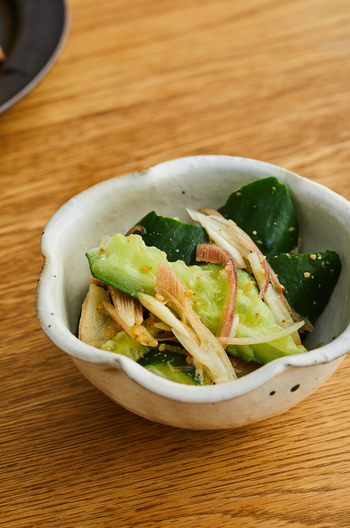 きゅうりとみょうがのごま酢あえ