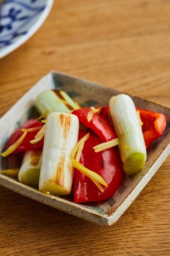 焦がしねぎとパプリカのゆずマリネ