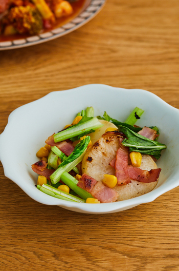 かぶとベーコンのソテー