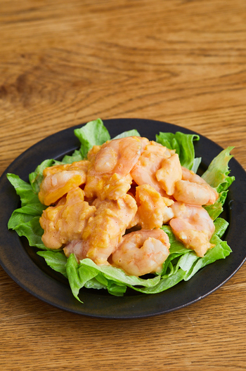 電子レンジで ふわふわ卵のえびマヨ