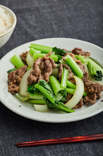 牛肉と小松菜の中華炒め