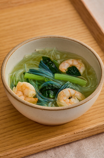 えびと小松菜の中華スープ