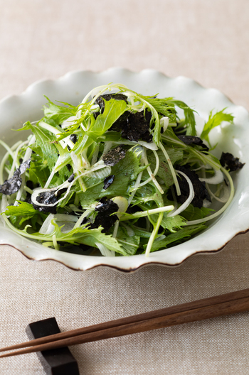 水菜とねぎの和風サラダ