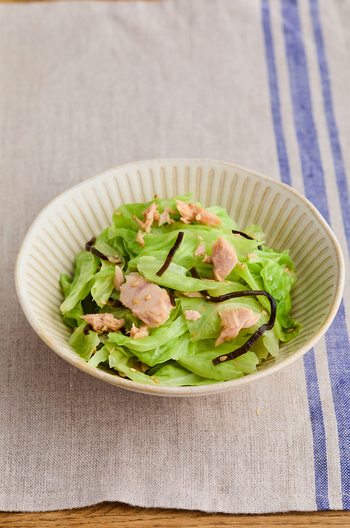 ちぎりキャベツとツナの塩昆布あえ