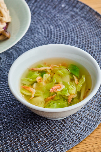 桜えびとキャベツの中華スープ