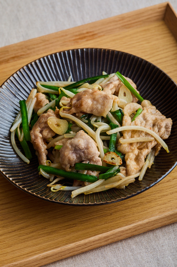 豚にらもやし炒め