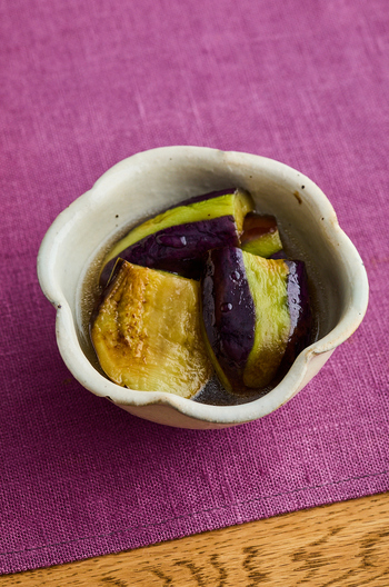 白だしでなすの煮浸し