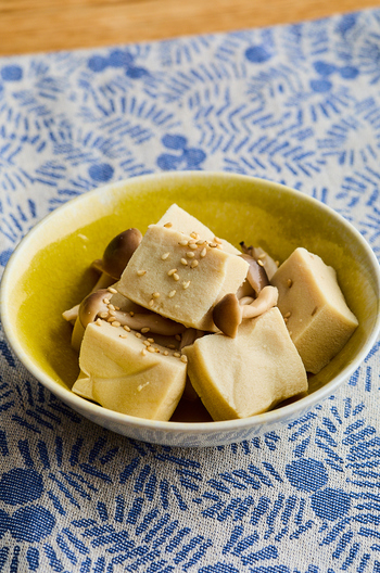 高野豆腐としめじのレンジ煮