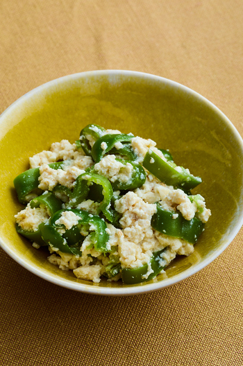 ピーマンの中華風白あえ