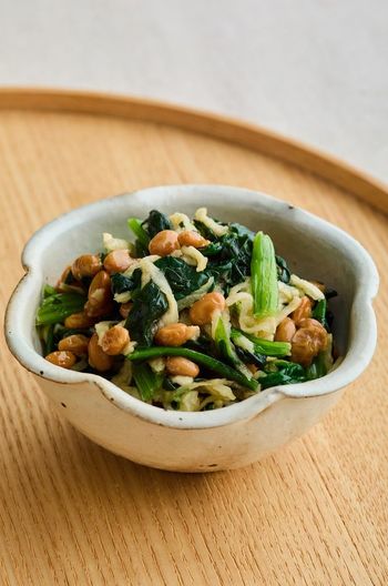 ほうれん草のそぼろ納豆