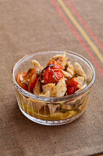鶏ささ身とミニトマトの塩昆布マリネ