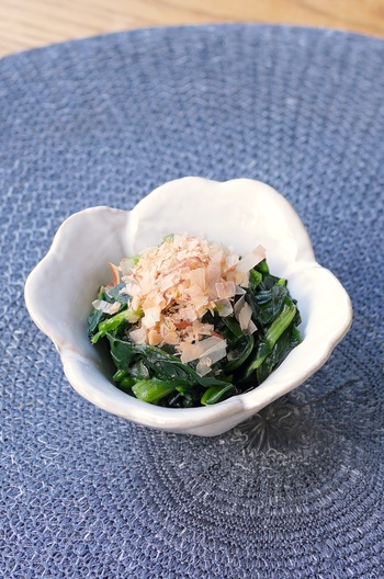 きほんの水だしで作る ほうれん草のお浸し