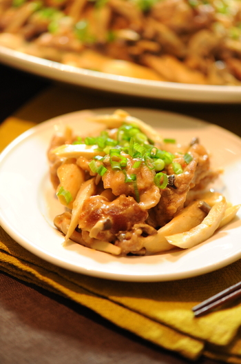 豚肉ときのこのぽん酢柚子こしょう炒め