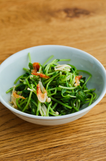 豆苗とえのきの柚子胡椒ポン酢