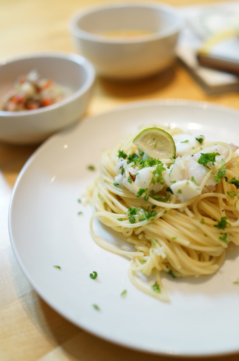 スープも美味しい 鱈のパスタ