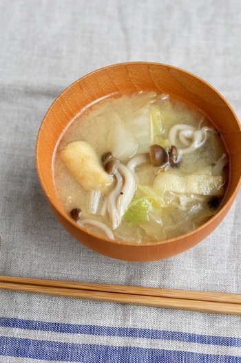 農家のレシピ 白菜としめじのごま味噌汁