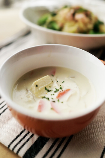 高野豆腐の豆乳スープ